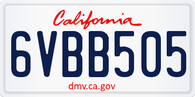 CA license plate 6VBB505