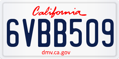 CA license plate 6VBB509