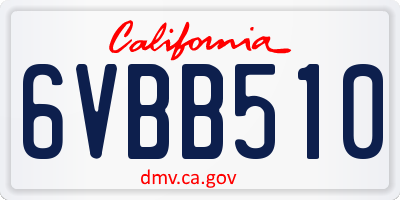 CA license plate 6VBB510