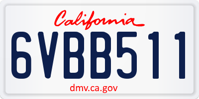 CA license plate 6VBB511