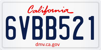CA license plate 6VBB521