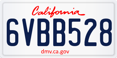 CA license plate 6VBB528