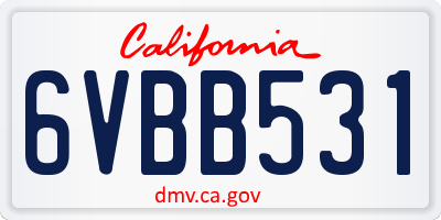 CA license plate 6VBB531