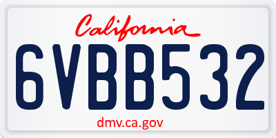 CA license plate 6VBB532