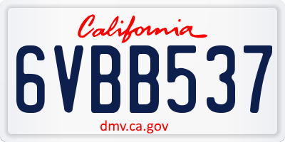 CA license plate 6VBB537