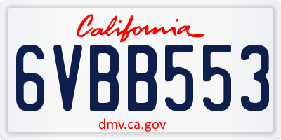 CA license plate 6VBB553