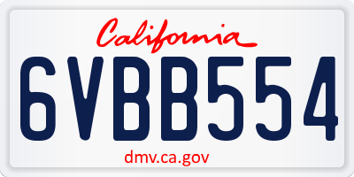 CA license plate 6VBB554