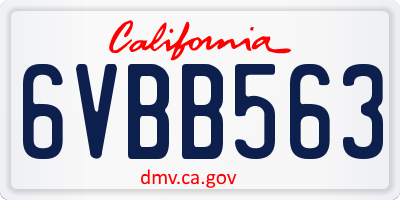 CA license plate 6VBB563