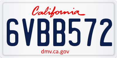 CA license plate 6VBB572