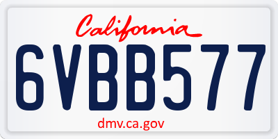CA license plate 6VBB577