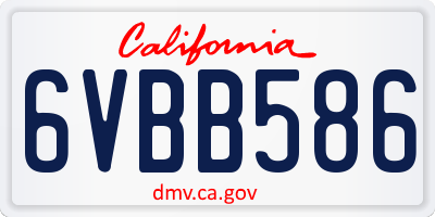 CA license plate 6VBB586