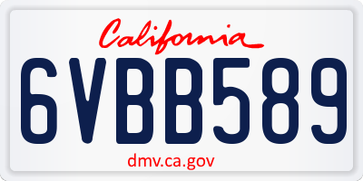 CA license plate 6VBB589