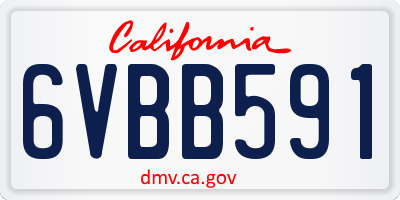 CA license plate 6VBB591