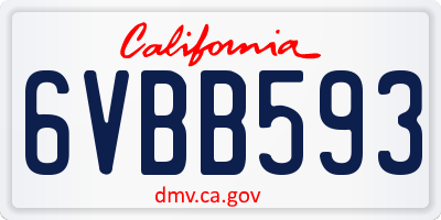 CA license plate 6VBB593