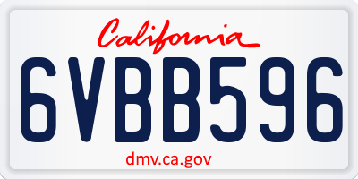 CA license plate 6VBB596