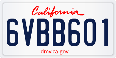 CA license plate 6VBB601