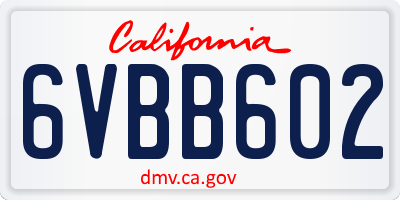 CA license plate 6VBB602