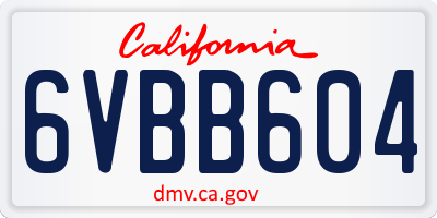 CA license plate 6VBB604