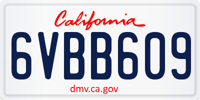 CA license plate 6VBB609
