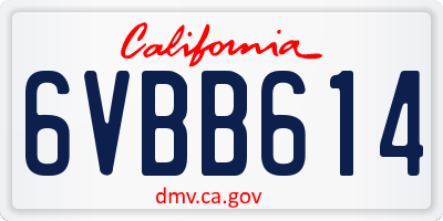 CA license plate 6VBB614