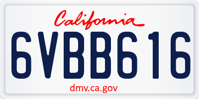 CA license plate 6VBB616