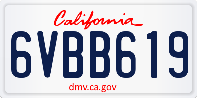CA license plate 6VBB619