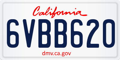 CA license plate 6VBB620