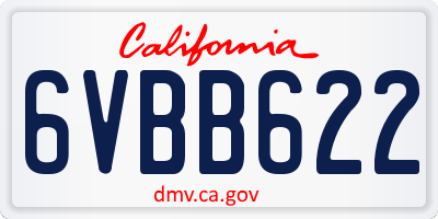 CA license plate 6VBB622