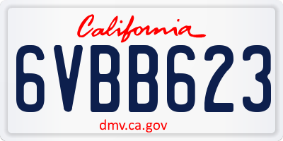 CA license plate 6VBB623