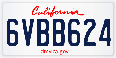 CA license plate 6VBB624