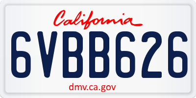 CA license plate 6VBB626