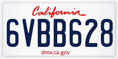 CA license plate 6VBB628