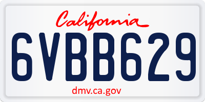 CA license plate 6VBB629