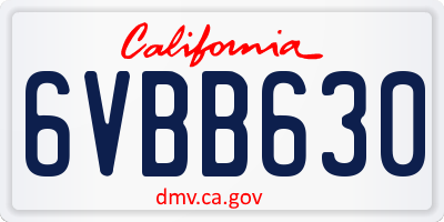 CA license plate 6VBB630