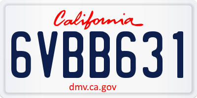 CA license plate 6VBB631