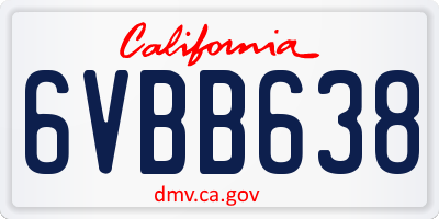 CA license plate 6VBB638