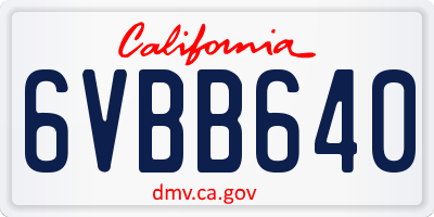 CA license plate 6VBB640