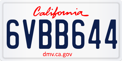 CA license plate 6VBB644