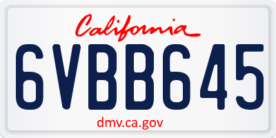 CA license plate 6VBB645