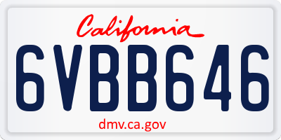 CA license plate 6VBB646