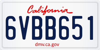 CA license plate 6VBB651