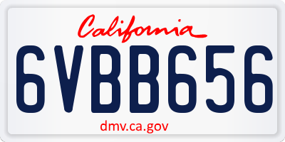 CA license plate 6VBB656