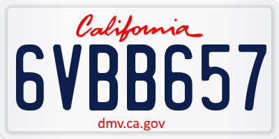 CA license plate 6VBB657