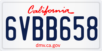 CA license plate 6VBB658