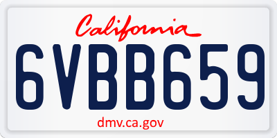 CA license plate 6VBB659
