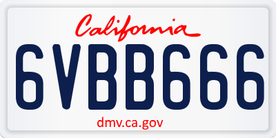 CA license plate 6VBB666