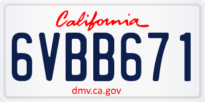 CA license plate 6VBB671