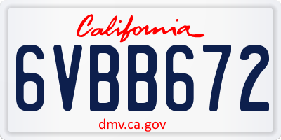 CA license plate 6VBB672
