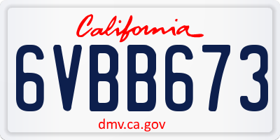 CA license plate 6VBB673