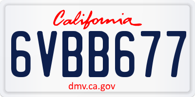 CA license plate 6VBB677